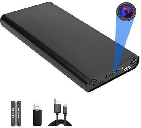 Mini Camara espia Oculta - Cámara doméstica vigilancia - Cámara espia Oculta Portátil - HD 1080P, 10000mAh, Función de Visión Nocturna, Sensor de Gravedad, Detección de Movimiento, Grabación en Bucle