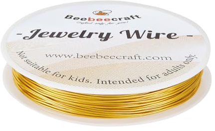 Beebeecraft 1 Rotolo di Filo Tondo da 30 m in Ottone Placcato Oro 18K Morbido e Resistente per Gioielli per Giardinaggio Piante Aeree Artigianato Avvolgimento di Fili Forniture per La Creazione di