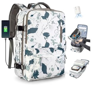 SZLX Vacuum Backpack Travel Bag with Pump Large Travel Backpack Cabin Size 40x30x20 Ryanair for Women Men Easyjet Wizzair Underseat Hand Luggage Carry on Cabin Size Flight Rucksack Fit 14 Inch Laptop