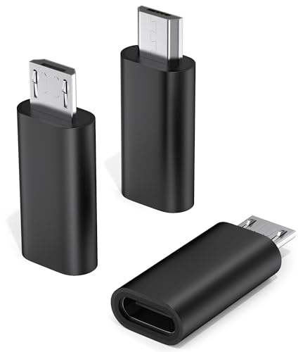 Oumida 【3 Stück Adapter USB C auf Micro USB, USB Typ C (Female) zu Micro-USB (Male) Adapter, Unterstützt Schnellladung für Samsung, Huawei, Xiaomi, Power Bank (Schwarz)