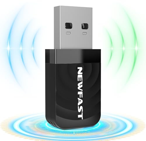 NEWFAST 1300Mbps WiFi USB per PC, Chiavetta WiFi Dual Band 2.4GHz/5GHz AC1300 Adattatore WiFi USB per PC/Desktop/Laptop, Compatibile con Windows 11/10/8.1/8/7/XP und Mac OS 10.11-10.15 (NF-U323V1)