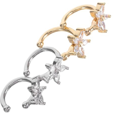 DRESSOOS 2 Par Blomma Öronklämma i Koppar med Zircon Non-piercing Öroncuffar för Känslig Design i Silver och Guld Bekväma och Hållbara Smycken för Kvinnor och Tonåringar