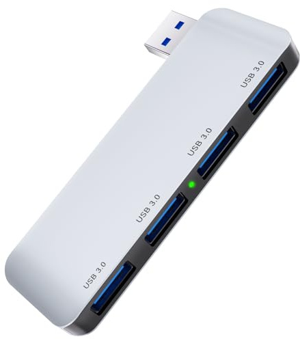 Hub USB 4 Ports, Adaptateur USB-A 3.0 5Gbps, 4-en-1 Multiport Concentrateur avec Transfert de Données, Répartiteur USB Portable pour Laptop, iMac, PC, Disque Dur, Imprimante, Clavier, Souris (Droite)