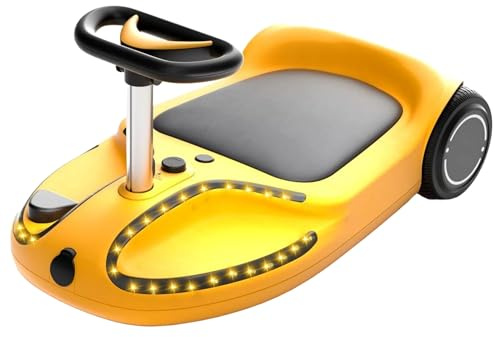 Hover-Pro Kids Electric Go Kart Wiggle Ride On Car with Bluetooth Speaker Disco LED Lights 100W Strong Motor for Indoor and Outdoor Sports 3 Adjustable Speeds Portable Scooter For Kids Ages 4-7