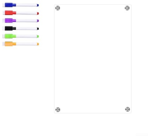 Gettimore Calendario acrílico para nevera, con planificador semanal y mensual, pizarra blanca reutilizable para el horario de comidas y lista de tareas, incluye marcadores