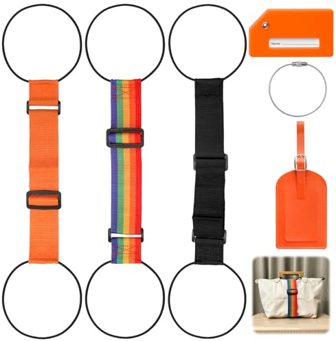 3 Pièces Sangle Valise Voyage pour Attacher Sacs | Ceinture de Sangle Élastique pour Valise, Comprend 2 Étiquettes à Bagages
