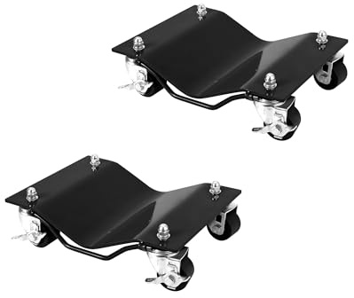 Car Dolly Skates Set of 2, 2268KG Heavy Duty Dolly Wheels, Car Mover Wheel Dollies with Lockable Casters, Steel Tyre Wheel Dollys, Vehicle Dollys Trolley for Motorcycle, Trailer & Boat-B