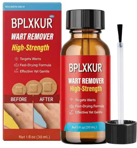 BPLXKUR Wart Remover – Gentle OTC with Natural Plant Extracts, Fast-Acting Effectively Removes for Common Warts and Plantar Warts with Precision applicator & 12 Waterproof Patches