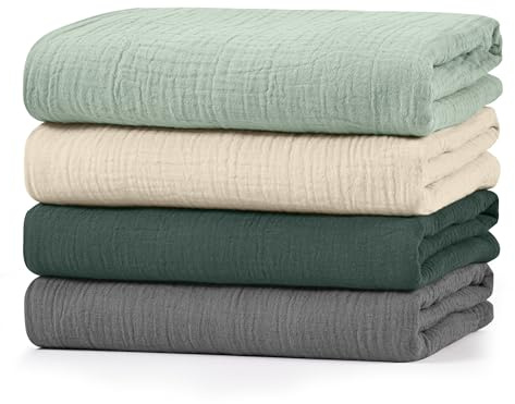 Soarwg Kids Musselin Pucktücher Baby, 4er-Pack, 95x100cm | Farbpaletten-Design der Natur. Großer Musselin (95 x 100 cm). Pucktuch, Spucktuch, Stillen Waschbar Öko-Tex.