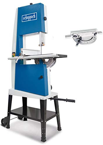 Scheppach Bandsäge BASA 4 | Anschluss 230V | 1500W | 2 Geschwindigkeiten | Durchlasshöhe -/ Breite 250 / 370mm | Grauguss-Tisch | stufenlose Tischverstellung | mit Untergestell & Querschneidlehre