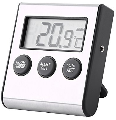 Digital Fridge Thermometer, Refrigerator Freezer Thermometer with High Low Temperature Memory Alarm Function for Home Kitchen Appliance Monitoring Food Storage Safety