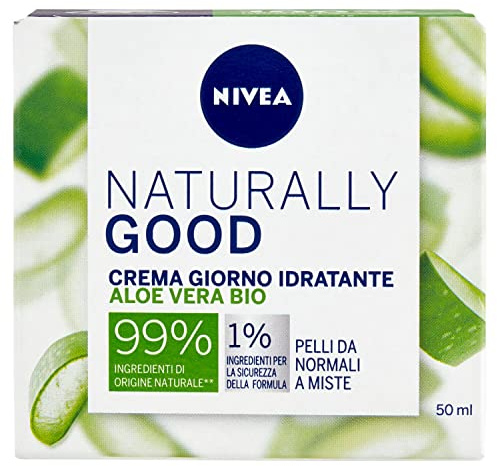 NIVEA Day Cream Naturally Good, 50ml Refreshing, 24-hour Hydration Experience With Organic Aloe Vera, Jojoba and Almond Oils, Promoting Healthy Skin and Being Climate Neutral