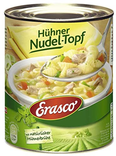 ERASCO Hühner Nudel-Topf 800g (6er Pack) In rund 5 Minuten fertig – Mit viel Gemüse – Ohne Schnickschnack - einfach lecker