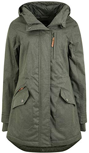 Oxmo OXBella Femme Parka Manteau mi-Saison Veste Longue avec Capuche Poches à Rabat Regular Fit, Taille:L, Couleur:Climb Ivy (793785)