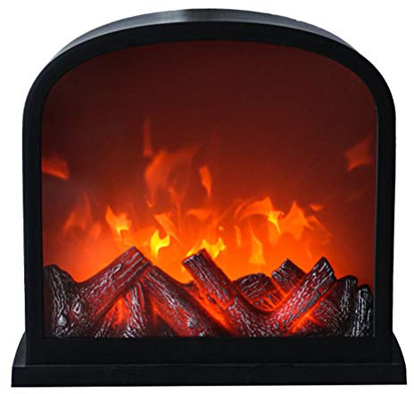 Fireplace Lights Flame Effect Lamp: 11.8 X 11Inch Christmas USB Operated Flameless Fireplace Lamp LED Flame Effect Table Fire for Home Bedroom Thanksgiving Decoration