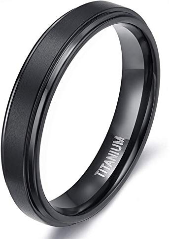 Zakk Ring Herren Damen Titan Verlobungsringe Eheringe Trauringe Schwarz Gebürstet 4mm 6mm 8mm(Schwarz-4mm, 58 (18.5))