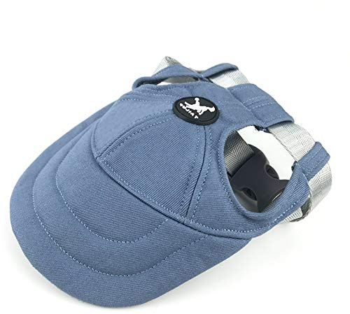 Hundemütze, verstellbarer Riemen, Sommer-Sonnenhaube für Hunde, Outdoor, Sport, Sonnenschutz, Baseballmütze mit Ohrlöchern für Welpen, kleine Hunde, mittelgroße Hunde (klein, blau)