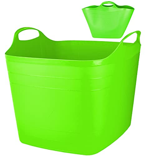 alles-meine.de GmbH Flexi & flexibel Modell + Farbwahl XXL großer - biegbarer - Aufbewahrungsbehälter mit Henkel - grün/apfelgrün - neon Farben - Gummieimer - z.B. Gartenei..