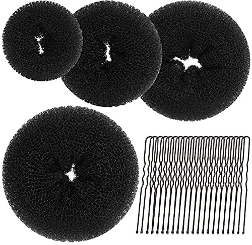 Teenitor Hair Donut, Hair Bun Maker, Black（Extra-large, Large, Medium and Small）
