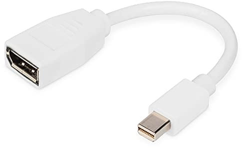 DIGITUS Cavo adattatore DisplayPort - da mini DP a DP - Displayport 1.2-4k/30Hz - 0,15 m - bianco
