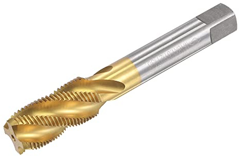 sourcing map Gewindebohrer mit Spiralnut M18 x 1.5 Maschinengewindebohrer | Gewindeschneidwerkzeug, Schnellarbeitsstahl, Titanbeschichteter, 4 Schneidiges, H2 Toleranz