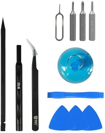 12 in 1 Repair Kit Set Mobile Phone Electronics Tablet Repair Kit Home DIY Tools Magnetic Drill Bits Tweezers Mini Crowbar Pry Tools Suction Cup SIM Card Remover