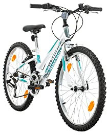 Multibrand Probike Adventure, VTT 24 Pouces, 18 Vitesses, pour Fille et garçon, Convient aux Enfants de 130 à 155 cm, Blanc/Bleu Brillant