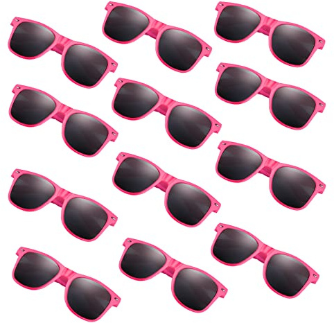 FEPITO 24-pack festsolglasögon, storpack för barn, födelsedagsfest, gåvor, goody bag-fyllning, för strand, pool, festleksaker för barn och vuxna, rosa