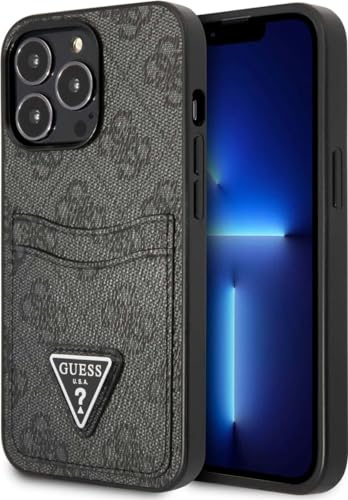 Guess GUHCP13LP4TPK Hülle für iPhone 13 Pro / 13 6,1 schwarz/Black hardcase 4G Triangle Logo Cardslot