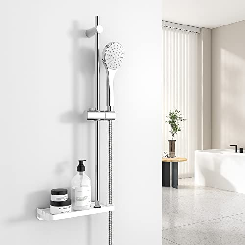 EMKE Brausestangenset mit Handbrause, Duschsystem mit Duschstange 70cm Brausegarnitur mit Seifenhalter und 1,5m Brauseschlauch, Duschset für Badezimmer Chrom