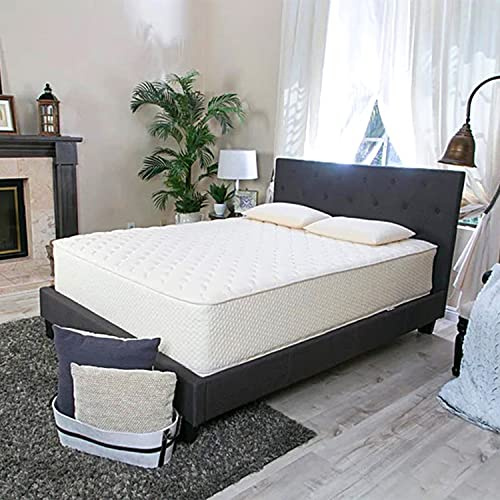 Latex for Less 2-Sided Natural Latex Mattress 7 | Organic Cotton and Pure Wool | Handcrafted in USA | GOTS Certified | Full