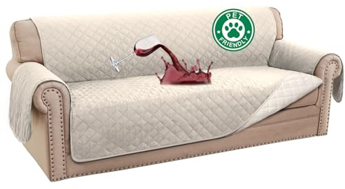 Turquoize 100% Waterproof Sofa Covers Couch Cover Sofa Cover for Dogs Couch Protector Triple Non-Slip Sofa Slipcover for 3 Cushion Couch Furniture Protector for Pets, Kids,Dog (Sofa 70, Ivory)