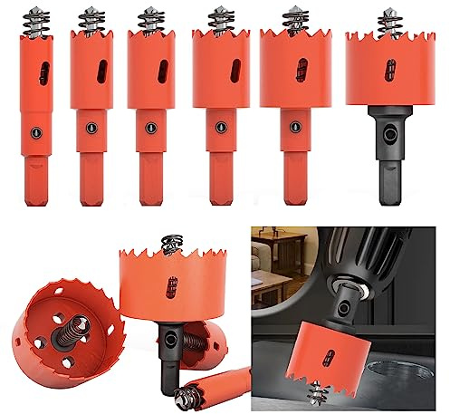 Tangger 6 Pezzi Frese a Tazza per Metallo - Seghe a Tazza in Acciaio ad Alta Velocità HSS - Punte per Trapano con Fresa Conica (16-40mm) (Couleur Orange)