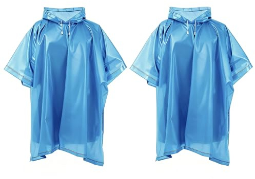 Fayemint Regnponcho, regncape unisex, regnskydd regnponcho, andningsbar bärbar poncho, för cykling, vandring, fiske, camping, blå, one size