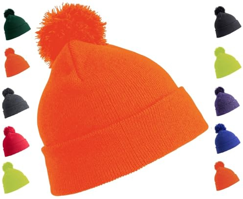 OnlyBee Kids Junior Winter Bobble Hat (Fluorescent Orange)