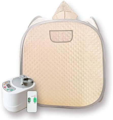 Sauna de vapor portátil, Kit de sauna portátil for una persona de cuerpo completo en casa, tienda de campaña con sombrero de spa, incluye izador de 2 litros con control remoto para viajes de campament