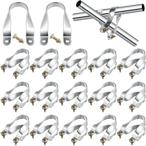 Tandefio 16 Pcs Cross Connector for Green House 1-3/8 x 1-5/8 Greenhouse Purlin Clamp Universal Aluminum Fence Brackets Pipe Clip Greenhouse Parts Accessories Tube Buckle for Farm Frame Fence
