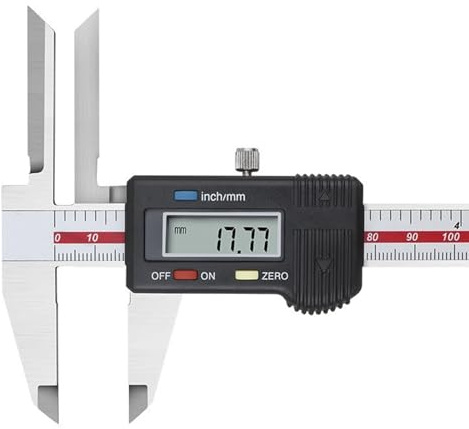 PJDDP Calibre Digital 0-150mm/6 de Mandíbula Superior Larga, Pie de Rey Digital de Acero Inoxidable,Profesional Electrónico Vernier Caliper con Pantalla LCD, Conversión de Pulgada/Métrica