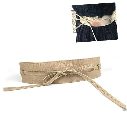 GALPADA Breiter Taillengürtel aus Pu Leder für Kleider, Beige