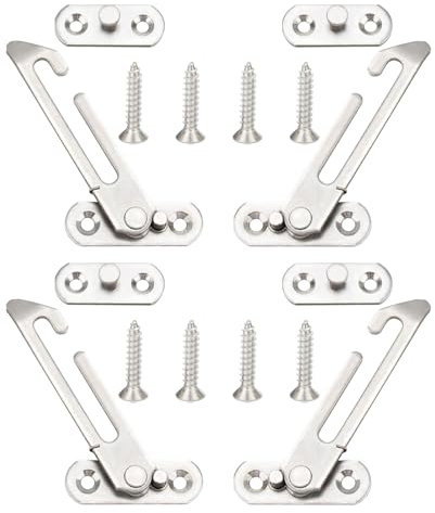 4 Stück Fenster Begrenzer Fenstersicherung Kinder, Fensterfeststeller Flügel Edelstahl auf links und rechts, Fensterstopper Schlösser mit Schrauben für Fenstertür/Kinderfenster/Kindergarten/Zuhause