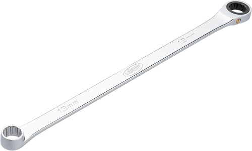 Vigor Ratschen-Ringschlüssel, extra lang, V7031-13, SW 13 mm, SW 13 | SW 13, verchromt, poliert, SW 13 mm, Länge 295 mm, 161 g, Schlanke Bauform, Schlüsselweite: 13 mm, Maße: 295 mm