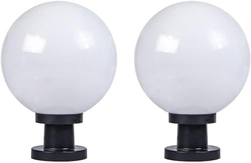 Lampione Moderno Industriale Esterno Impermeabile Lampione da Giardino Luci a Colonna Sferica Globo Palla Pilastro Lanterna Patio Illuminazione Paesaggistica E27 Recinzione Lampada da Tavolo Lamp