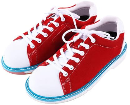 Womens Bowl Trainers,Ladies Bowling Shoes,Lightweight Breathable Bowls Shoes,Casual Fashion Sneakers,Comfort Non Slip Trainer,for Indoor and Outdoor White Red