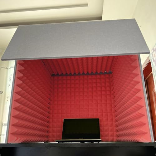 Soundproof Portable Recording Booth for Home Studio with Vocal Absorbing Shield and Microphone Foam Cube