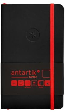 Antartik Notizheft mit Gummiband, weißer Deckel, A6, glatte Blätter, schwarz und rot, 100 Blatt, 80 g, FSC