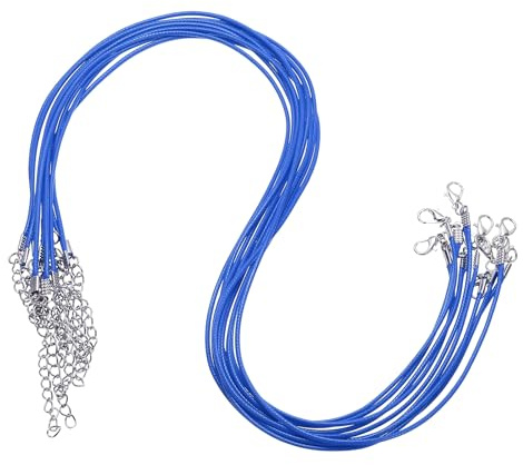 sourcing map 10pcs 20 Inch Waxed Necklace Cord, Bulk Necklace String with Clasp 1.5mm Waxed Leather Cord Rope for Jewelry Making DIY Bracelet Pendant,Navy Blue