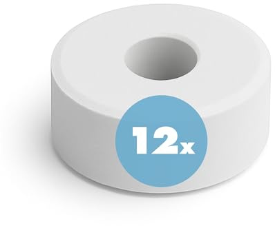 reilo 12x 450g Luftentfeuchter TAB mit Loch, Lochdurchmesser 2cm, mit Calciumchlorid, Raumluftentfeuchter, Nachfüllpacks für Entfeuchterboxen, Lufttrockner für Wohnräume, Schlafzimmer, Keller