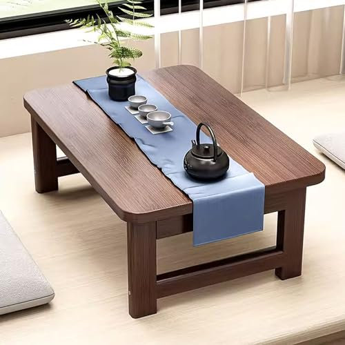 Bureau japonais pliable Chabudai pour petits espaces Couleur noyer pour salon et salle de réception Tables basses avec décorations 100 x 48 x 40 cm