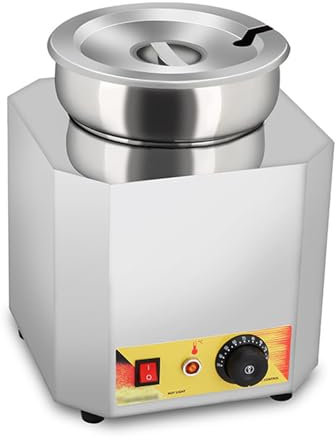 Vituord Kommerzieller Elektrischer Speisenwärmer, Buffet-Nassbehälter, Runde 5-Liter-Töpfe Aus Edelstahl, Temperaturregelung 30–110 °C, Mit Deckel, Ablasshahn, Für Suppe, Schokolade