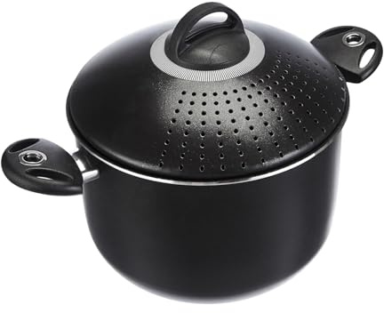 Wintem Pentola Alta in Alluminio con Rivestimento Antiaderente 18cm e Capacità 3L - Manici Ergonomici - Include CopeRchio Brevettato - Adatta a Tutti i Piani Anche a Induzione - Resistente ai Graffi